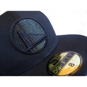Golden State Warriors Black New Era 59FIFTY 5950 Fitted Cap sz 8 hat grey uv